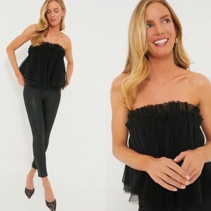 Hyacinth House Black Willa Tulle Strapless Babydoll Blouse Top Size Medium